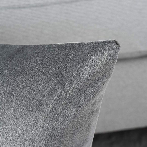 Set of 2 Gray Soft Velvet Pillow Covers Zip Grey Throw Pillows 18 Inch Square - Picture 5 of 10